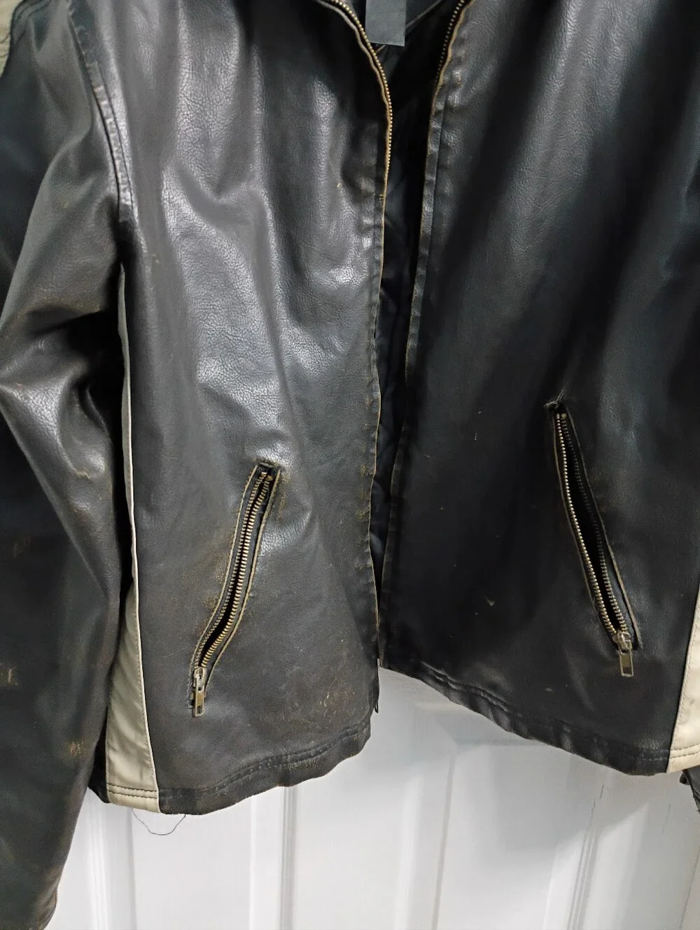 Vintage Worn In Arizona Jean Company Black Jacket with Cream Side Stripes